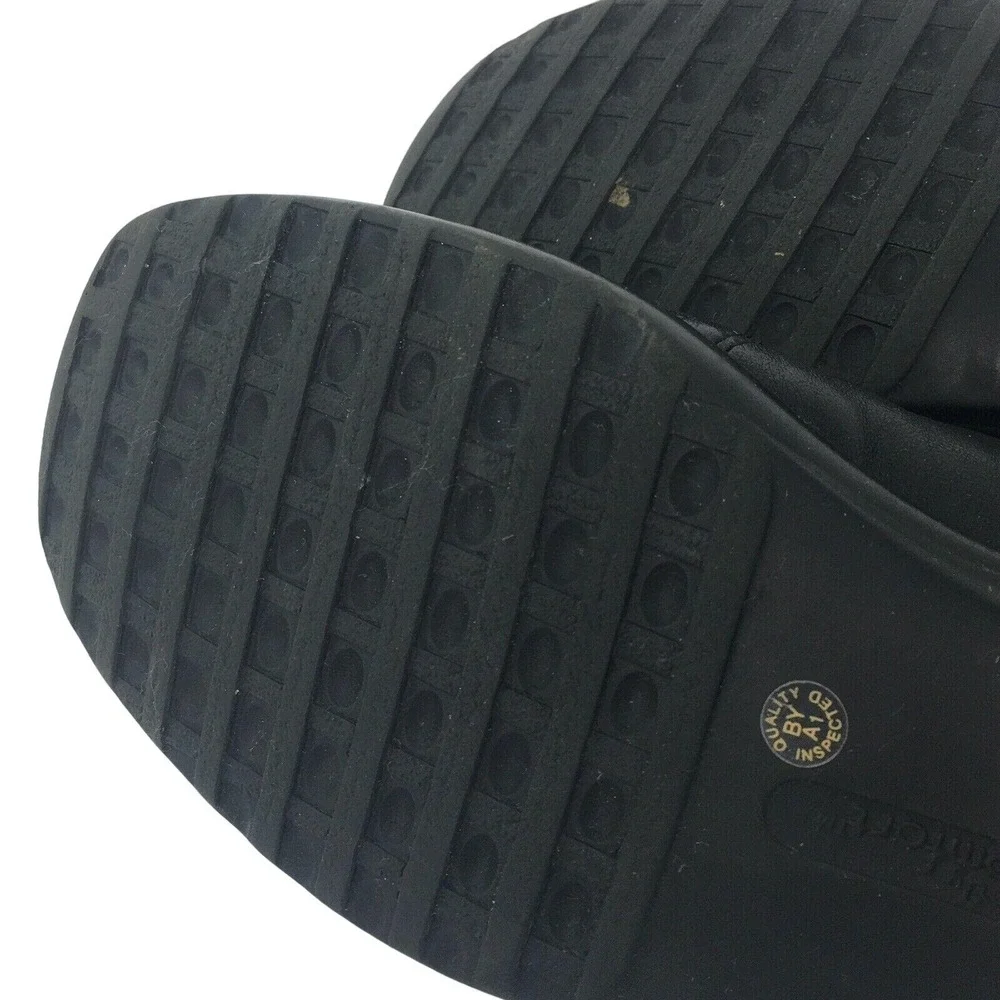 Strictly Comfort Leather Slip On Adjustable Shoes Womens 11 M Black Hook & Loop